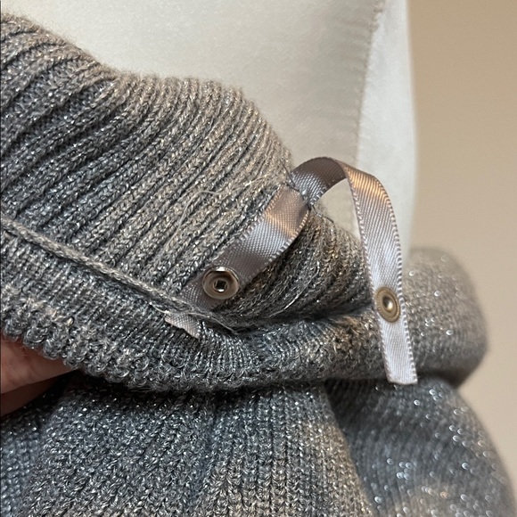 Gray glitter Off-Shoulder Women's Sweater dress with back bow detail - Picture 13 of 13